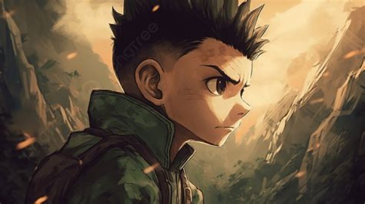 A character is looking at a red creature in Made in Abyss.